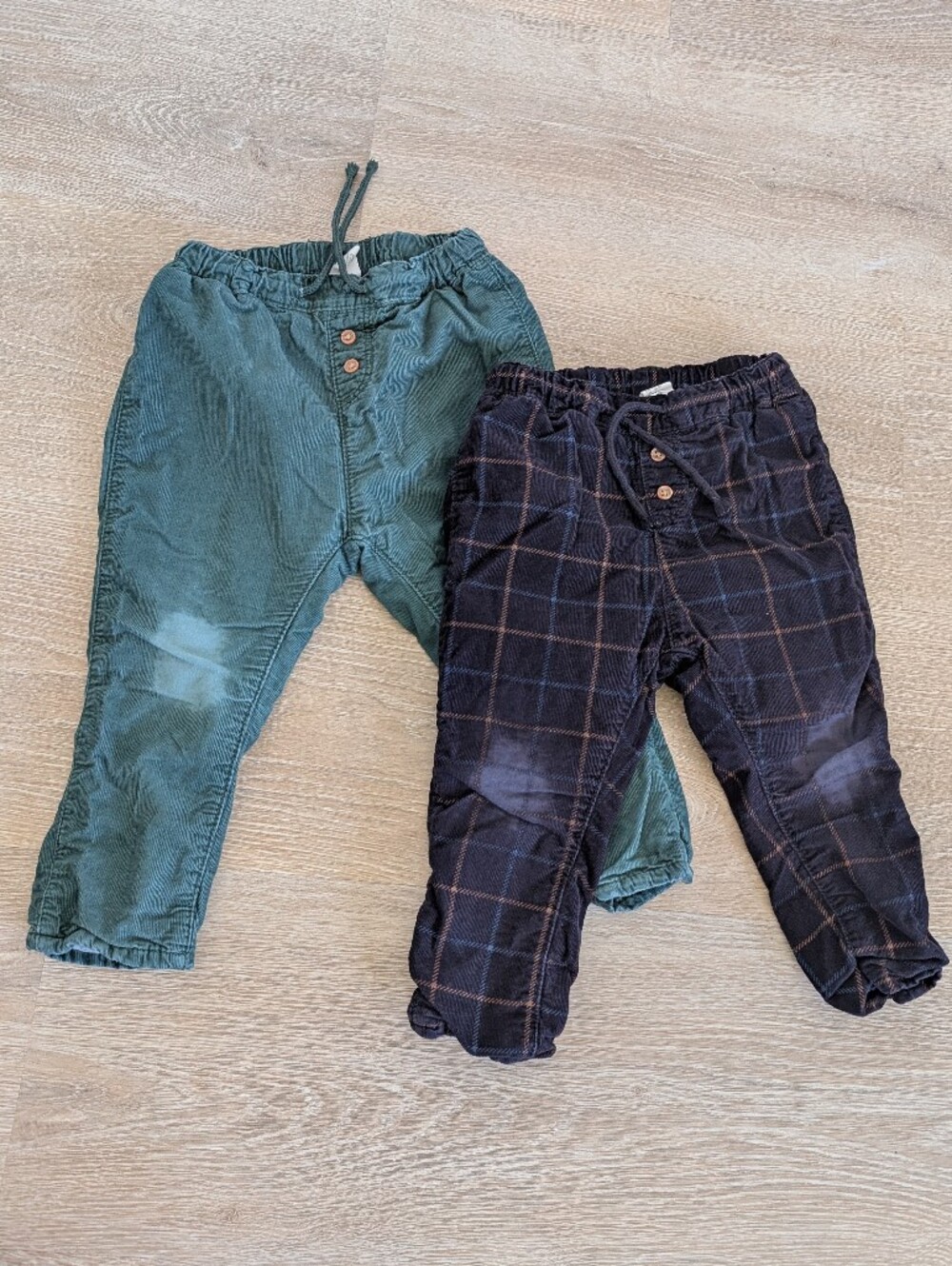 ✨4 for 12 H&M Toddler Lined Corduroy Pant Plaid & Dark Green 2T